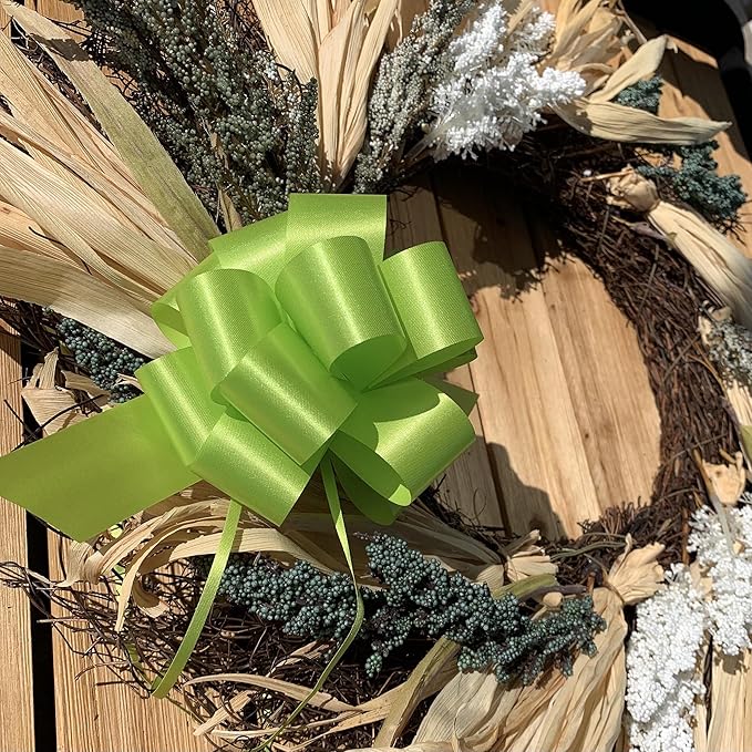 GiftWrap Etc. Lime Green Decorative Gift Pull Bows, 5" Wide, Set of 10, Spring, Swag, Garland, Gift Basket, Presents, Birthday, Fundraiser, Christmas, Mardi Gras, St. Patrick's Day, Easter