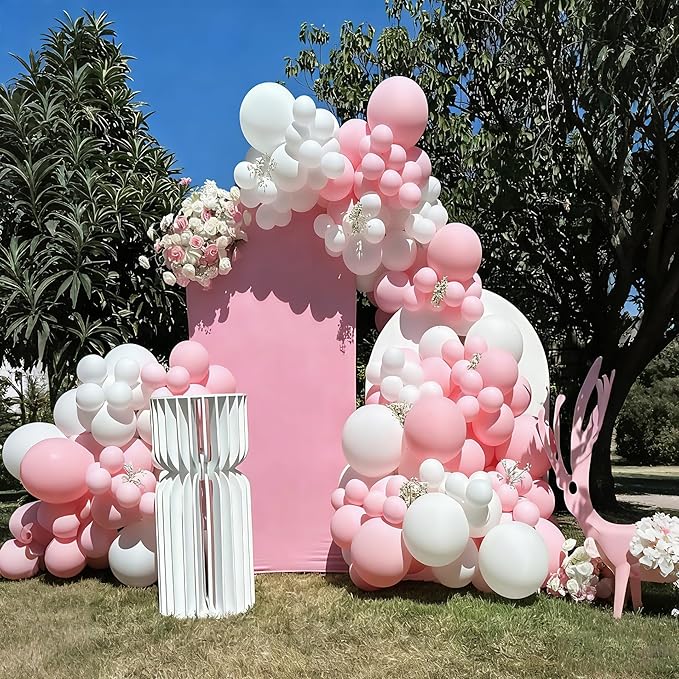Lukiituke Light Pink Balloon Arch Kit, 134Pcs Pink and White Balloons, Light Pink Balloons with 4 Sizes for Wedding Bridal Baby Shower Birthday Party Decorations