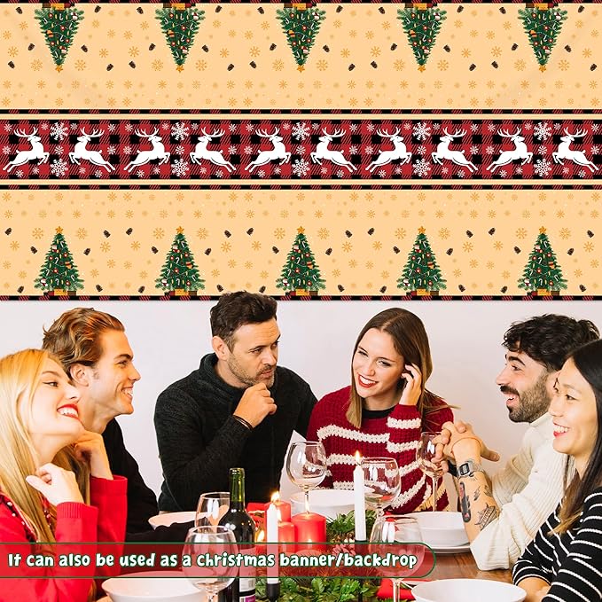 OHOME Christmas Party Decorations - Christmas Tablecloth | Xmas Decorations Party Favors Supplies for Door Table Decor Backdrop Banner Indoor Outdoor,2 Pack