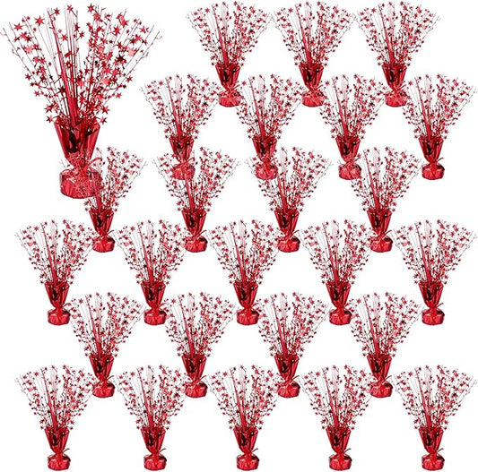Crowye 26 Pcs Metallic Foil Spray Centerpiece Party Star Decoration Table Decor for Birthday Wedding Graduation Bachelorette Spring Party Holiday(Red)
