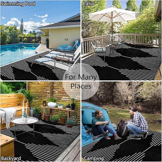 Falflor Outdoor Rug Waterproof 6x9 ft, Reversible Outdoor Plastic Straw Rug, Large Outdoor Patio Rug for RV Camping, Indoor Outdoor Rugs for Porch Deck Backyard Balcony Picnic Beach