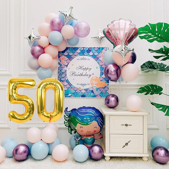 40 inch Number Balloon 0-9 Gold Large Number 50 Balloons,Digital Balloons for Birthday Party Celebration Decorations Supplies, Helium Foil Number Balloons for Wedding Anniversary