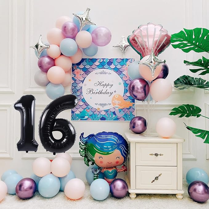 40 inch Number Balloon 0-9 Black Large Number 16 Balloons,Digital Balloons for Birthday Party Celebration Decorations Supplies, Helium Foil Number Balloons for Wedding Anniversary