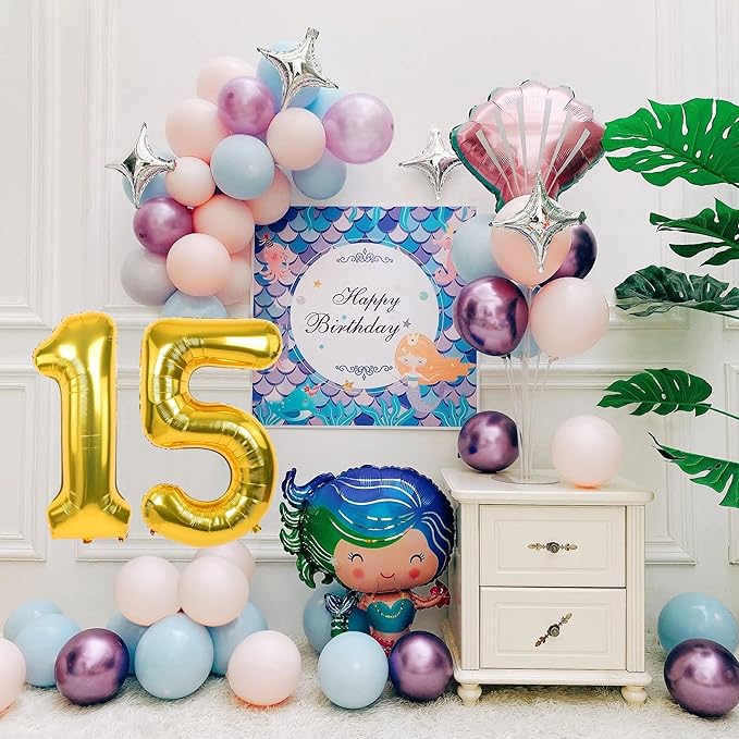 40 inch Number Balloon 0-9 Gold Large Number 15 Balloons,Digital Balloons for Birthday Party Celebration Decorations Supplies, Helium Foil Number Balloons for Wedding Anniversary