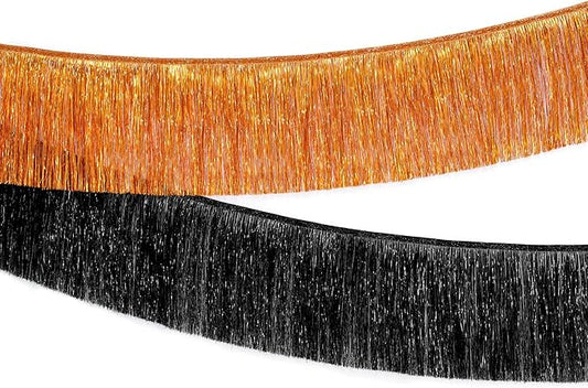 KatchOn, XtraLarge Black and Orange Fringe Banner - 6.5 Ft, Pack of 2 Fringes | Tinsel Garland for Basketball Theme Birthday Decorations | Orange Black Fringe Garland for Graduation Decorations 2026