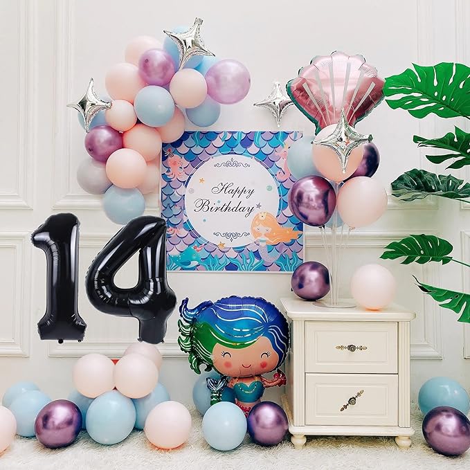 40 inch Number Balloon 0-9 Black Large Number 14 Balloons,Digital Balloons for Birthday Party Celebration Decorations Supplies, Helium Foil Number Balloons for Wedding Anniversary