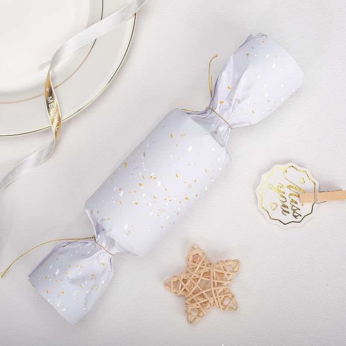 MAYPLUSS Thick Wrapping Paper Roll - 17Inch x 16.5Feet - Romantic Gold Shiny Flakes on Matte White Heavy Gift Wrap Paper with Silky Touch for Wedding, Birthday, Holiday, Christmas
