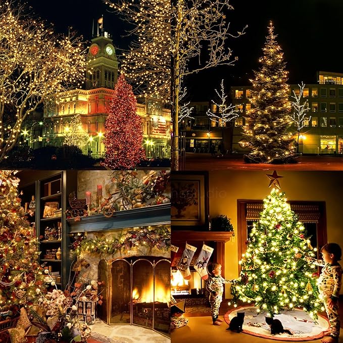 Fairy Lights Outdoor String Lights 33ft 100 LED with Memory Modes Controller, Extendable Christmas Lights Decorations for Wedding, Ramadan, Christmas, Valentine, Patio, Indoor and Outdoor (Warm White)