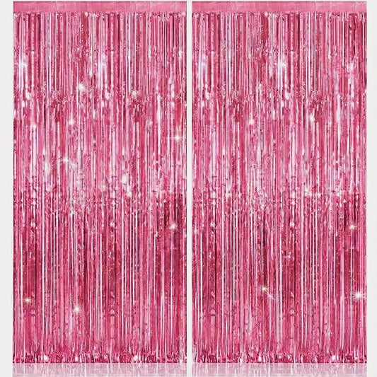 KatchOn, Pink Fringe Backdrop - Large, Pack of 2 | Pink Streamers for Birthday Decorations | Valentines Decor, Galentines Day Decorations, Baby Shower, Gender Reveal, Bachelorette Party Decoration