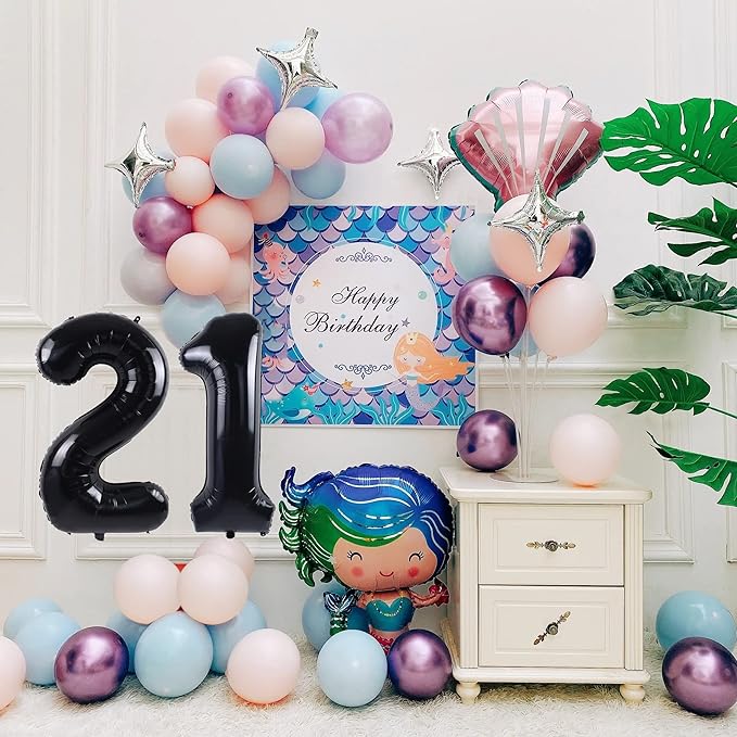 40 inch Number Balloon 0-9 Black Large Number 21 Balloons,Digital Balloons for Birthday Party Celebration Decorations Supplies, Helium Foil Number Balloons for Wedding Anniversary