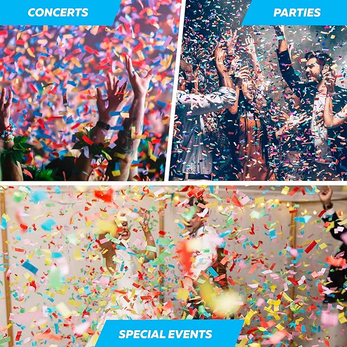 Electric Confetti Cannon Cartridges, 12pcs. - 16" Gold & Silver Confetti Poppers for Weddings, Parties, Events | Requires 2-shot/4-shot Machine to Activate