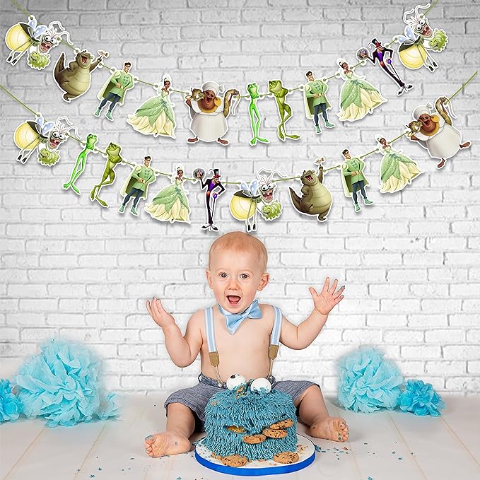 Princss and The Frog Garland Decoration – Themed Party Banner for Birthday Celebrations, Decorative Garland for Dessert Tables, Room Décor, Baby Showers, Photo Displays, and Special Events