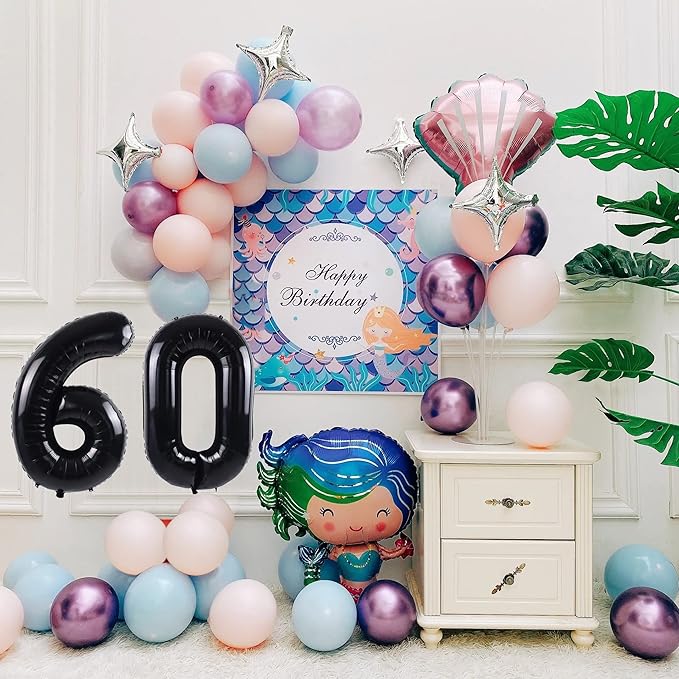 40 inch Number Balloon 0-9 Black Large Number 60 Balloons,Digital Balloons for Birthday Party Celebration Decorations Supplies, Helium Foil Number Balloons for Wedding Anniversary