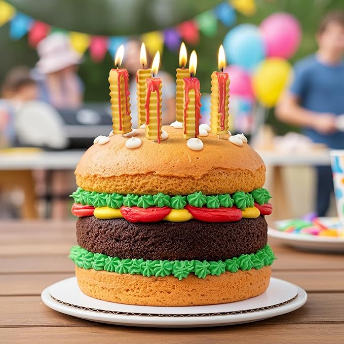Genuine Fred HOT and Crispy French Fry Party Candles, Set of 6, Ketchup Drip Melting Effect, Fun Birthday Cake Toppers and Food-Themed Celebration Decor