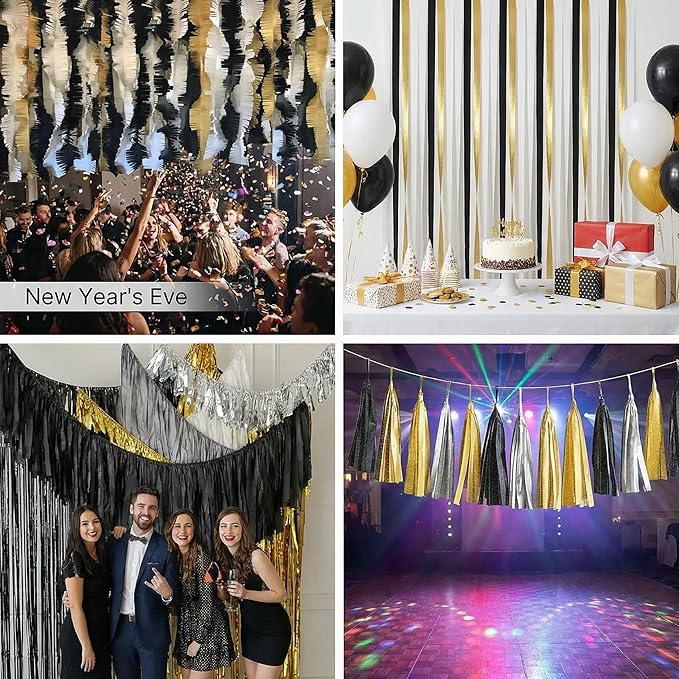 Black and Red Crepe Paper Streamers 4 Rolls 328ft, Pack of Party Streamers for Halloween, Crepe Paper for Birthday, Kwanzaa, Christmas Party Decorations (1.8 Inch x 82 Ft/Roll)