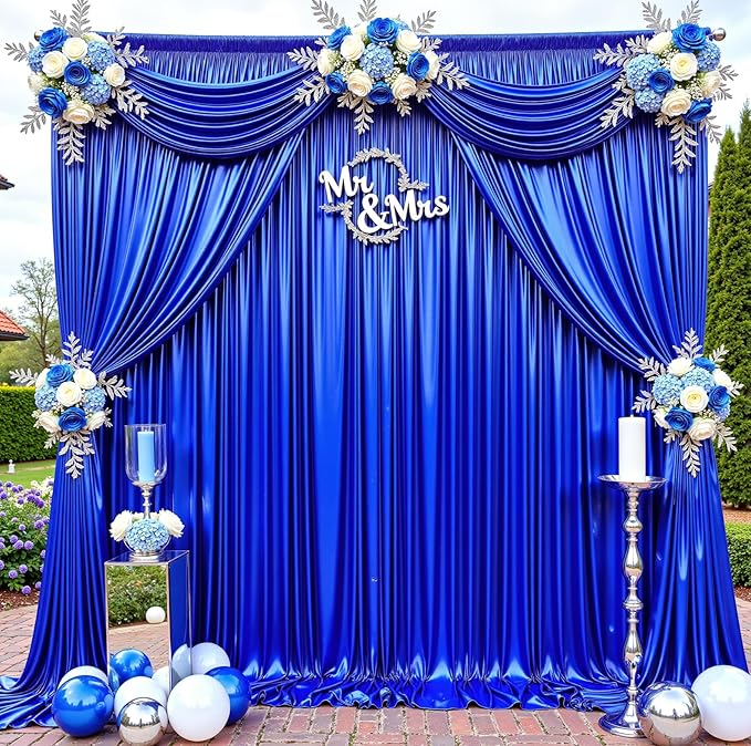 20ftx10ft Royal Blue Sequin Backdrop Curtain for Parties, Wrinkle Free Thick Glitter Sparkle Photo Backdrop Drapes 4 Panels 5x10FT Shimmer Back Drop Cloth for Wedding Birthday Photography Background
