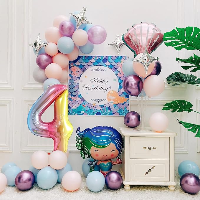40 Inch Number Balloons 0-9 Rainbow Gradient Large Number 4 Balloons, Digital Balloons for Birthday Party Celebration Decorations, Helium Foil Number Balloons for Wedding Anniversary
