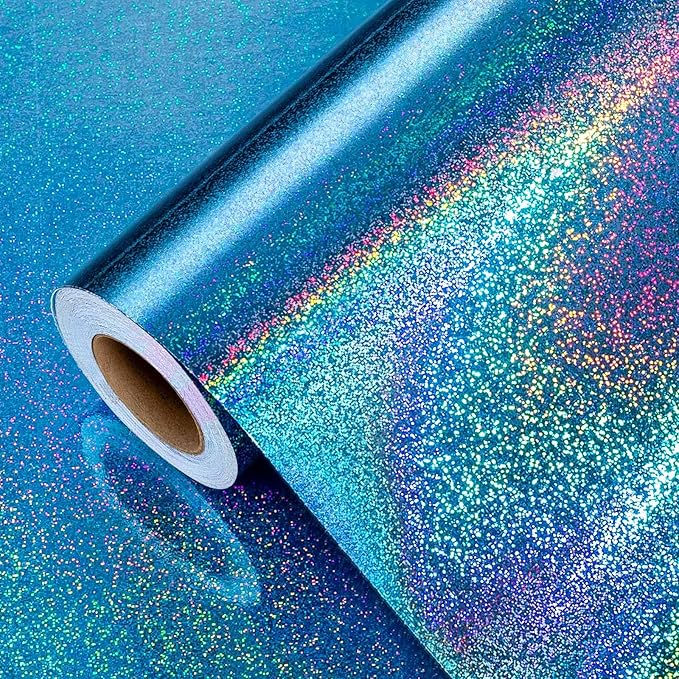 Burymento Blue Wrapping Paper Roll, Metallic Holographic Point Gift Wrap for Birthday, Valentines, Mothers day, Graduation, Wedding, Fathers day, Baby Shower, Christmas (17 IN x 32.8 FT)