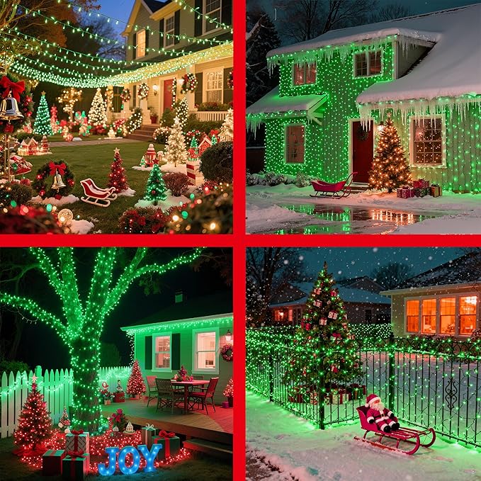 1500LED Christmas Lights Outdoor Use, 470ft 12 Modes Green LED String Lights with Timer Dimmable, Waterproof Christmas Tree Lights for Xmas Patio Yard Fence Balcony Garden Party Decor Green