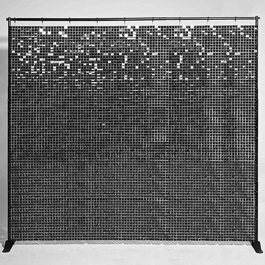 WinSpin 8x10' Shimmer Wall Backdrop Stand Kit - Adjustable Wedding Backdrop Stand with 72 Pcs Black Square Sequin Panels for Birthday Party Events Decoration Graduation