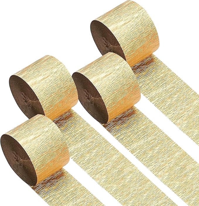 Captain Décor 4 Gold Streamers, 328ft Pack of Streamers Party Decorations, Gold Party Streamer, Birthday Streamers & Other Decor(1.8 inch x 82 ft/Roll)