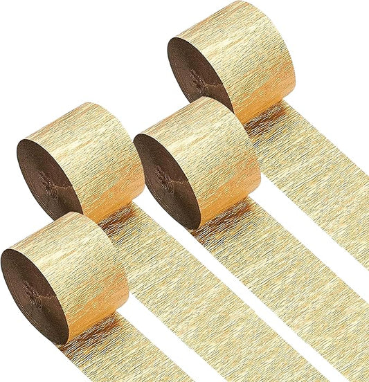 Captain Décor 4 Gold Streamers, 328ft Pack of Streamers Party Decorations, Gold Party Streamer, Birthday Streamers & Other Decor(1.8 inch x 82 ft/Roll)