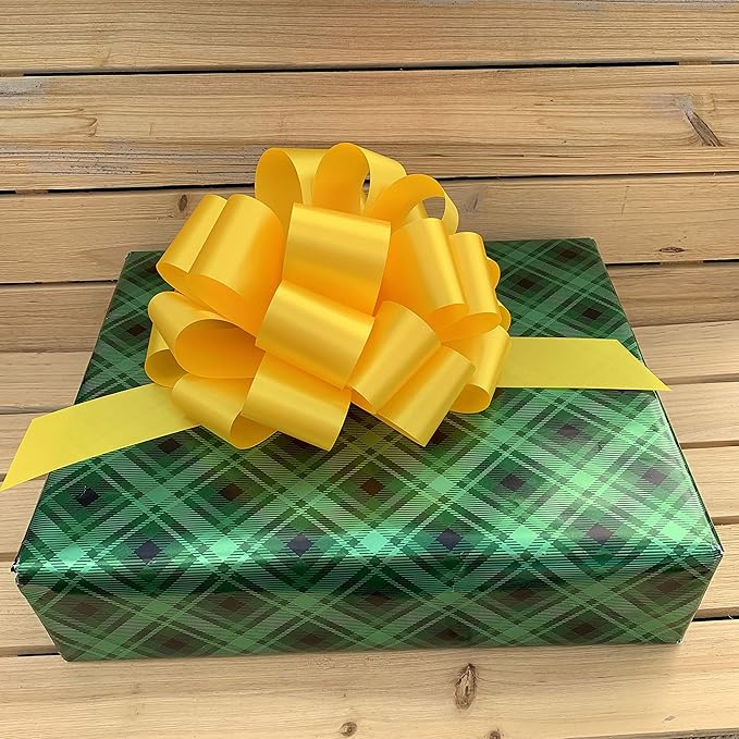 Large Yellow Ribbon Pull Bows - 9" Wide, Set of 6, Memorial Day, 4th of July, America 250 Anniversary, Support Our Troops, Summer, Gift Bows, Presents, Gift Basket, Veterans Day, Cancer Awareness
