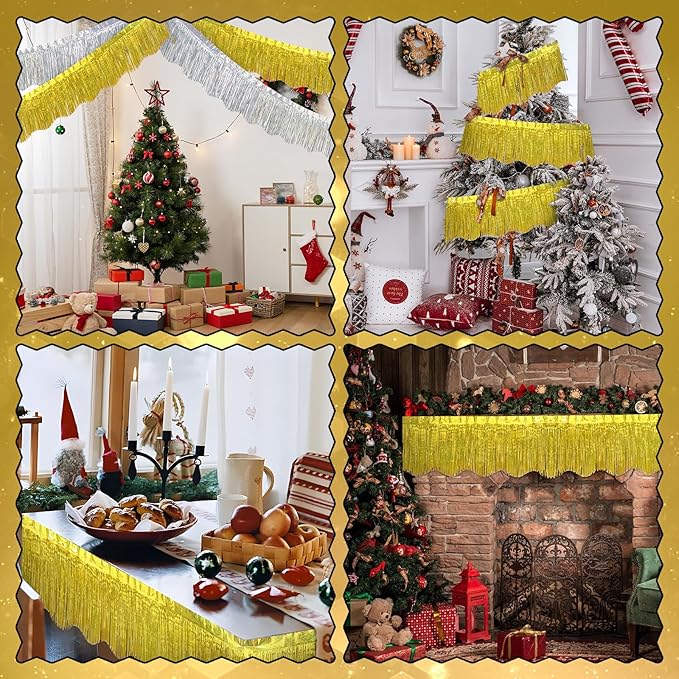 LOLStar 6 Pack Gold Foil Fringe Garland Party Decorations, 59Ft Tinsel Streamers Shiny Gold Wall Hanging Tinsel Fringe Banners for Wedding Birthday Anniversary Christmas New Year Party Decor