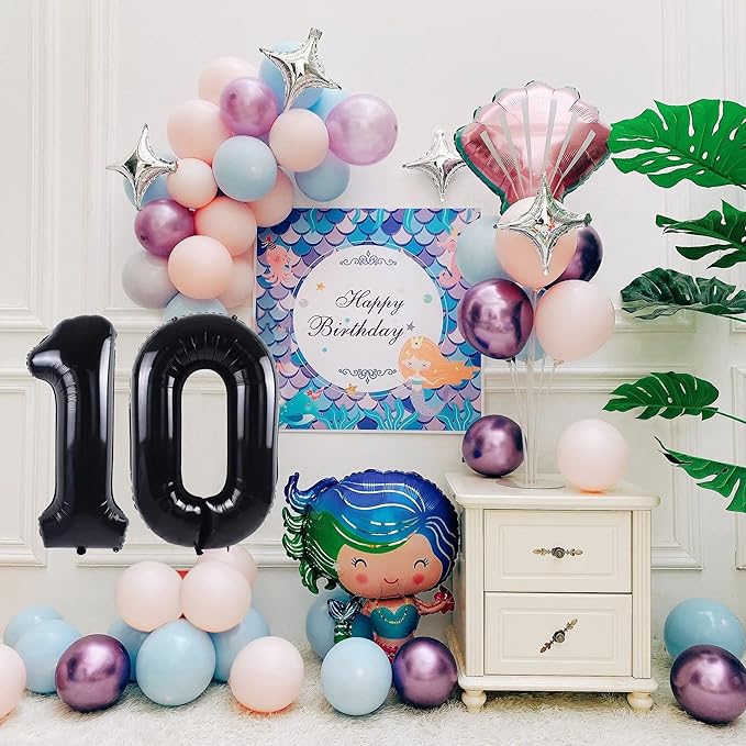 40 inch Number Balloon 0-9 Black Large Number 10 Balloons,Digital Balloons for Birthday Party Celebration Decorations Supplies, Helium Foil Number Balloons for Wedding Anniversary