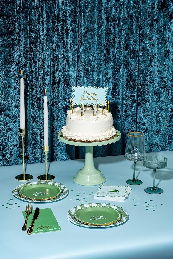 Light Green/Dark Green Stripe Cake Stand for Celebrations by Emergency Confetti – Charming Tiered Display for Desserts at Birthdays Weddings & Gatherings – For Sturdy Stylish & Thoughtful Presentation