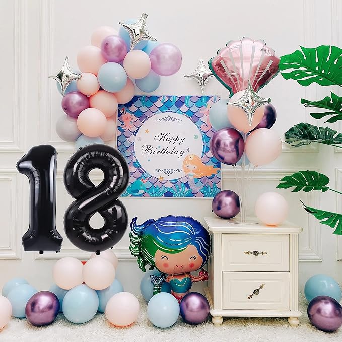 40 inch Number Balloon 0-9 Black Large Number 18 Balloons,Digital Balloons for Birthday Party Celebration Decorations Supplies, Helium Foil Number Balloons for Wedding Anniversary