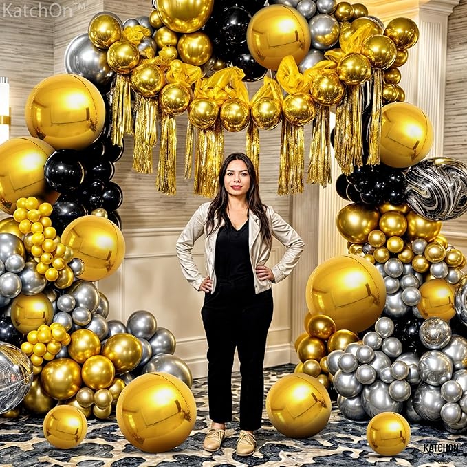 KatchOn, Large Gold Balloons - 22 Inch, Pack of 14 | Gold Foil Balloons for Gold Party Decorations | Metallic Graduation Balloon for Graduation Decorations 2026 | Wedding Decor, Anniversary Decor