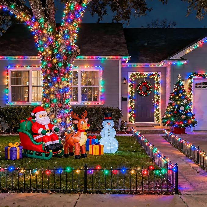 JMEXSUSS 500 LED Christmas String Lights Outdoor, 173ft 8 Modes Multicolor Christmas Lights Plug in, Waterproof Green Wire LED Christmas Tree Lights for Indoor Tree Xmas Decor