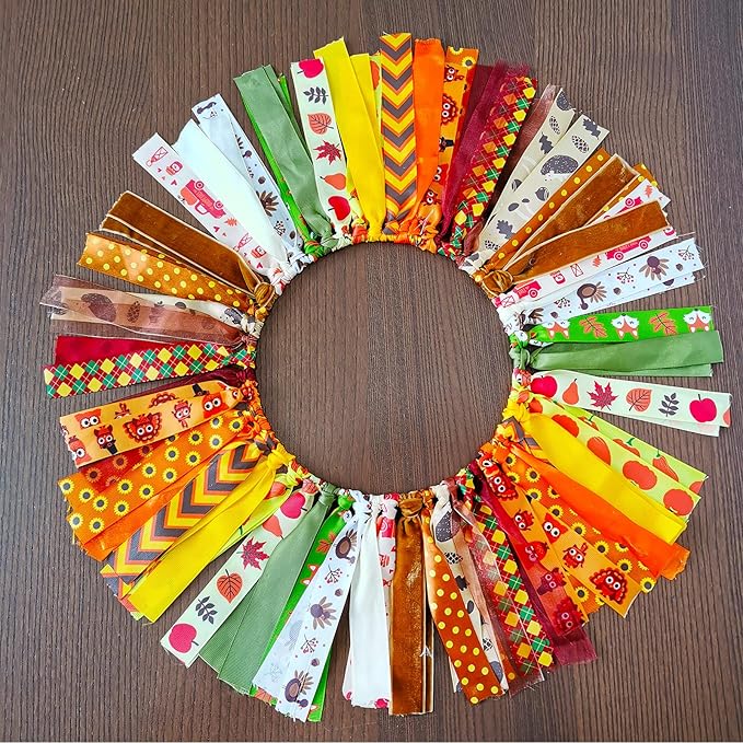 Supla 18 Rolls 90 Yards Assorted Fall Ribbons Bulk - Decorative Prints Grosgrain, Satin, Organza, Velvet 1" W for Season Wedding Festival Gift Wrapping Bows Crafts