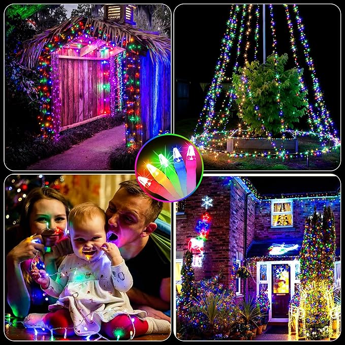 750 LED Christmas String Lights Outdoor, 240FT Twinkle Fairy Lights with Timer & Memory, 12 Modes Dimmable Waterproof Tree Light for House Patio Wedding Party Christmas Decororations, Multicolor