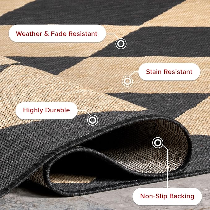 Nuloom Outdoor Performance Collection Sabina Dark Grey/Ivory, 5' x 8', Soft, High Traffic, Stain Resistant, Easy Clean, Durable Area Rug for Indoor/Outdoor Patio, Deck, Porch, Garden, Courtyard