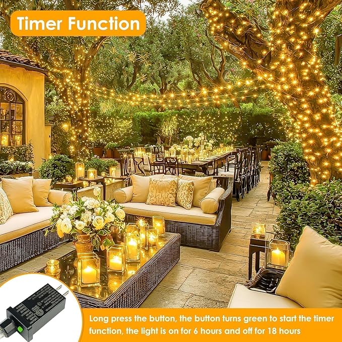 Extra Long 99Ft 300 LED Fairy Lights Plug in with Remote, Waterproof String Lights Outdoor & Indoor 8 modes with Timer, Twinkle Light for Girl's Room Garden Birthday Christmas Decorations (Warm White)