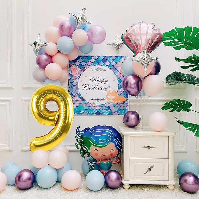 40 inch Number Balloon 0-9 Gold Large Number 9 Balloons,Digital Balloons for Birthday Party Celebration Decorations Supplies, Helium Foil Number Balloons for Wedding Anniversary