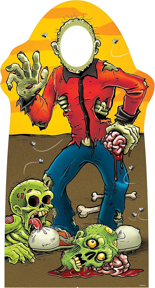 Beistle Zombie Standee Prop, Zombie Prop for Halloween, Parties, & Special Events, Self-Standing Zombie Photo Prop & Spooky Haunted House Decor, 72" x 38"