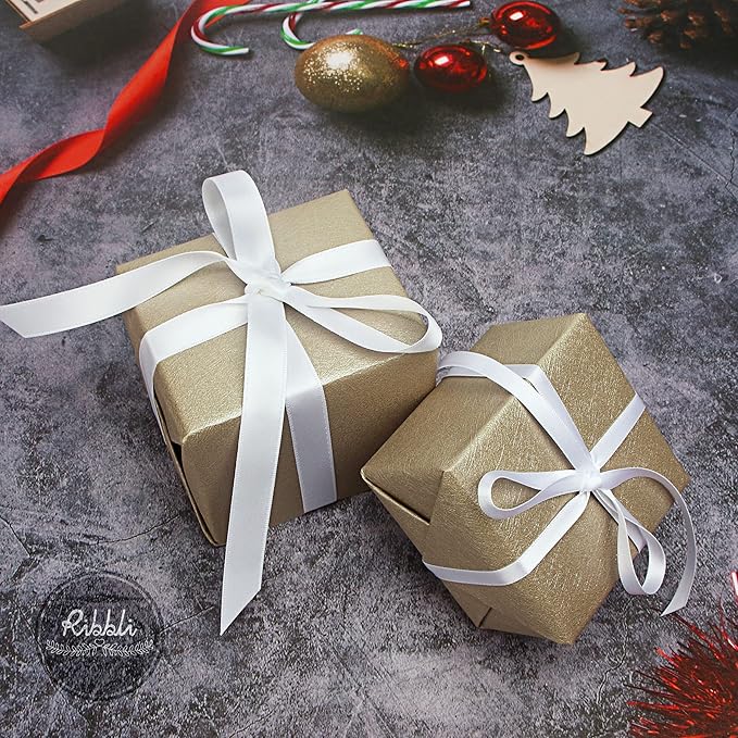 Ribbli Double Faced White Satin Ribbon,1/2” x Continuous 25 Yards,Use for Bows Bouquet,Gift Wrapping,Floral Arrangement