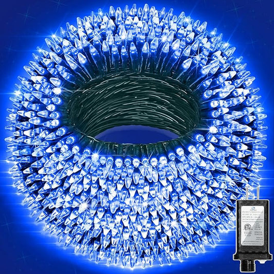 350LED 90FT Christmas Lights Indoor Outdoor, 12 Modes Blue Outdoor String Lights with Timer Dimmable, Waterproof Green Wire Christmas String Lights for Christma Tree Patio Fence Balcony Garden Party