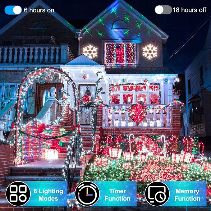 492FT Outdoor Christmas Lights, 1300 LED Super Long String Lights 8 Lighting Modes & Timer Memory, Outsite Waterproof Light Strings for Xmas Tree Garden Wedding Party Holiday Decorations Cool White