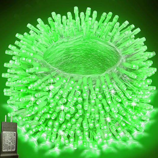Green String Lights Outdoor Decoration, 66 ft 200 LED Green St. Patrick's Day Lights, Indoor Connectable 8 Modes Clear Wire Twinkle Fairy Light for Party St. Patrick's Day Decoration