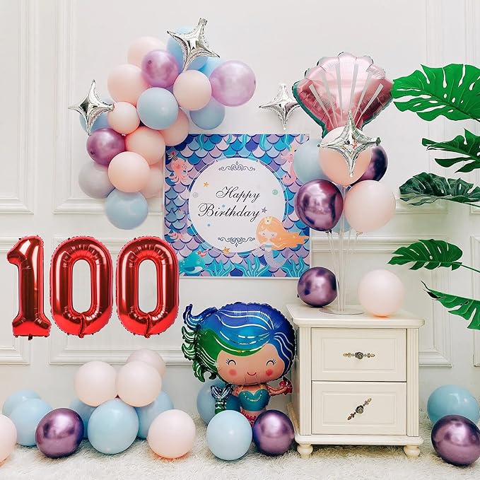 40 inch Number Balloon 0-9 Red Large Number 100 Balloons,Digital Balloons for Birthday Party Celebration Decorations Supplies, Helium Foil Number Balloons for Wedding Anniversary