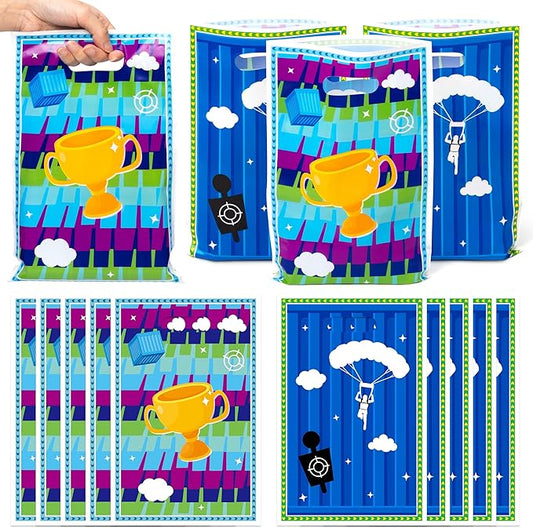 Andi Cppss Battle Gamers Party Favor Bags - 50PCS Battle Gamers Reward Goodie Bags with Handles for Birthday Party Supplies Plastic Candy Treat Snack Bag for Kids Video Game Theme Parties Decorations
