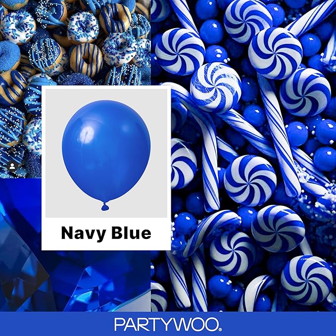 PartyWoo Royal Blue Balloons 155pcs Different Sizes Pack of 18 12 10 5 Inch Dark Blue Balloon Arch Kit for Baby Shower Gender Reveal Graduation Under The Sea Birthday Party Decorations Blue-Y59