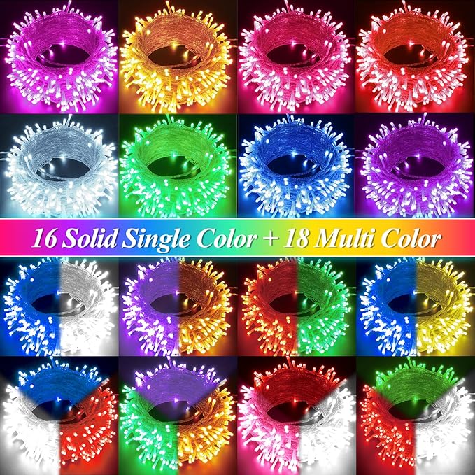 Pooqla 2-Pack Color-Changing Fairy Lights, 66.6ft 200 LED Battery-Operated with Remote, 34-Color Waterproof Lighting for Bedroom, Dorm, Yard, Tree, Party & Classroom Décor
