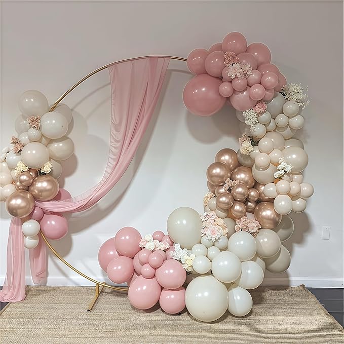 Dusty Pink Balloons, 60Pcs Pastel Light Pink and White Balloon Beige Sand White Champagne Gold Latex Neutral Balloons for Women Birthday Boho Wedding Baby Bridal Shower Party Mothers Day Decorations