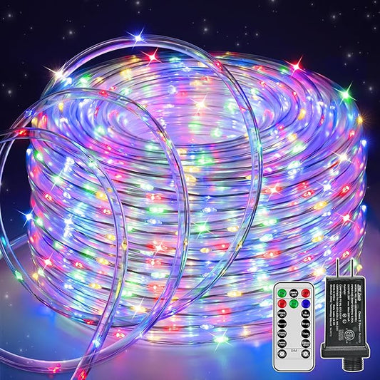 50ft LED Rope Lights Outdoor, String Lights with Remote, 8 Modes IP68Waterproof Timer Fairys Lights for Indoor Bedroom House Party Decorations (Multicolor)