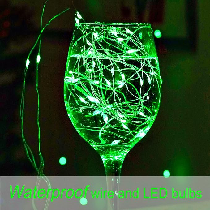 SmilingTown Battery Operated Fairy String Lights 24 Pack 20 LED 7.2ft Starry Firefly Copper Wire for Wedding Party Table Centerpiece Halloween Christmas Decorations (Green)